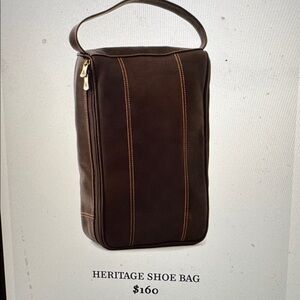 LINKS & KINGS HERITAGE SHOE BAG dark brown leather NWT great gift golfer travel